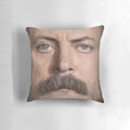 Handmade Ron Swanson/Nick Offerman themed throw pillow with a detailed portrait