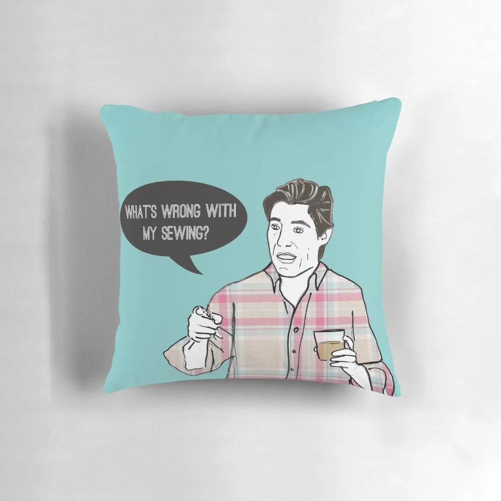 Handmade sewing pillow with southern charm and reality TV-inspired design