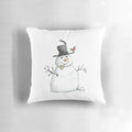 Soft, plush snowman throw pillow with hand-drawn details and a festive design.