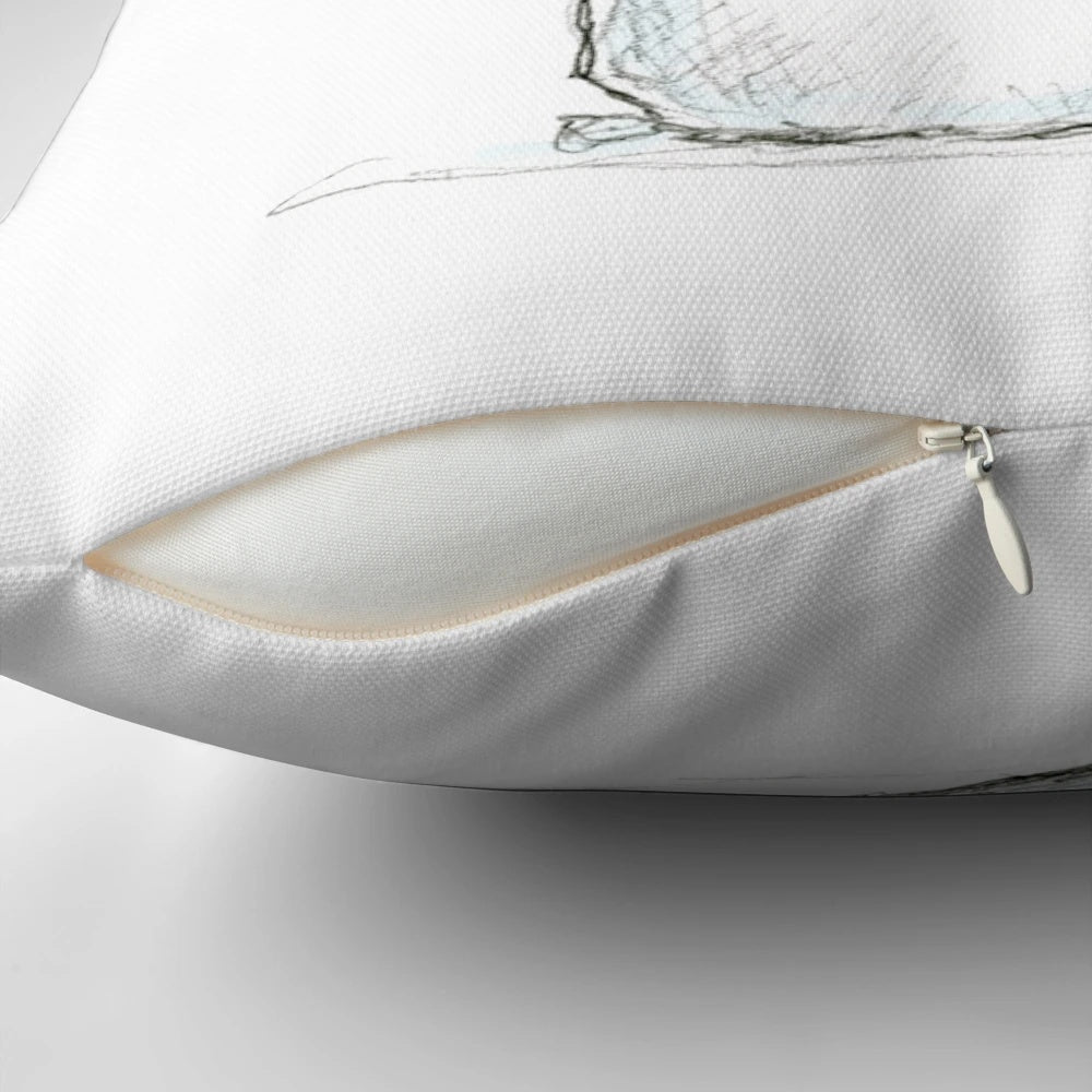 Soft, plush snowman throw pillow with hand-drawn details and a festive design.