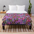 Colorful vintage-style crochet blanket with granny square pattern