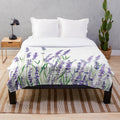 Handpainted lavender plush blanket with floral watercolor design