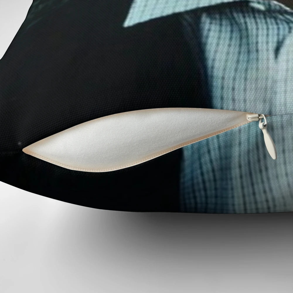 Leonardo DiCaprio inspired decorative pillow with blue eyes and young, handsome features