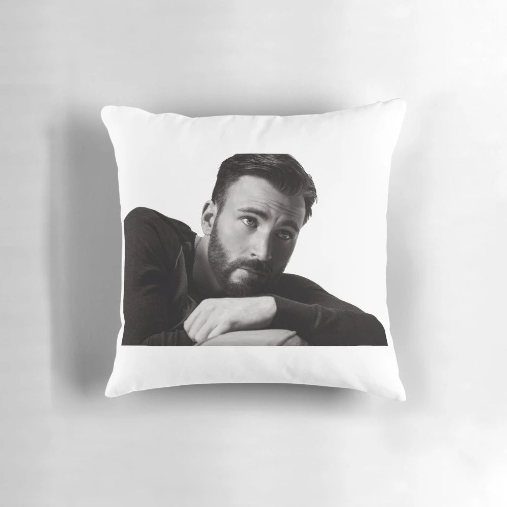 Soft, high-quality pillow featuring a portrait of the popular actor Chris Evans