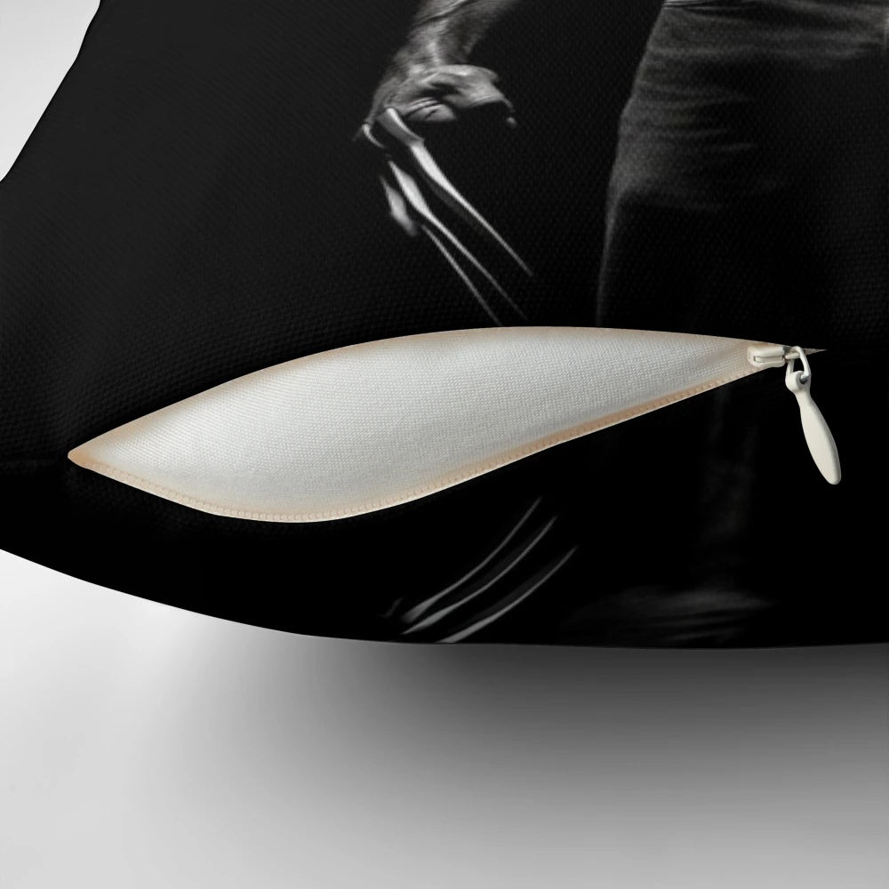 Comfortable pillow featuring a portrait of the acclaimed actor Hugh Jackman in his iconic Wolverine character from the X-Men franchise.