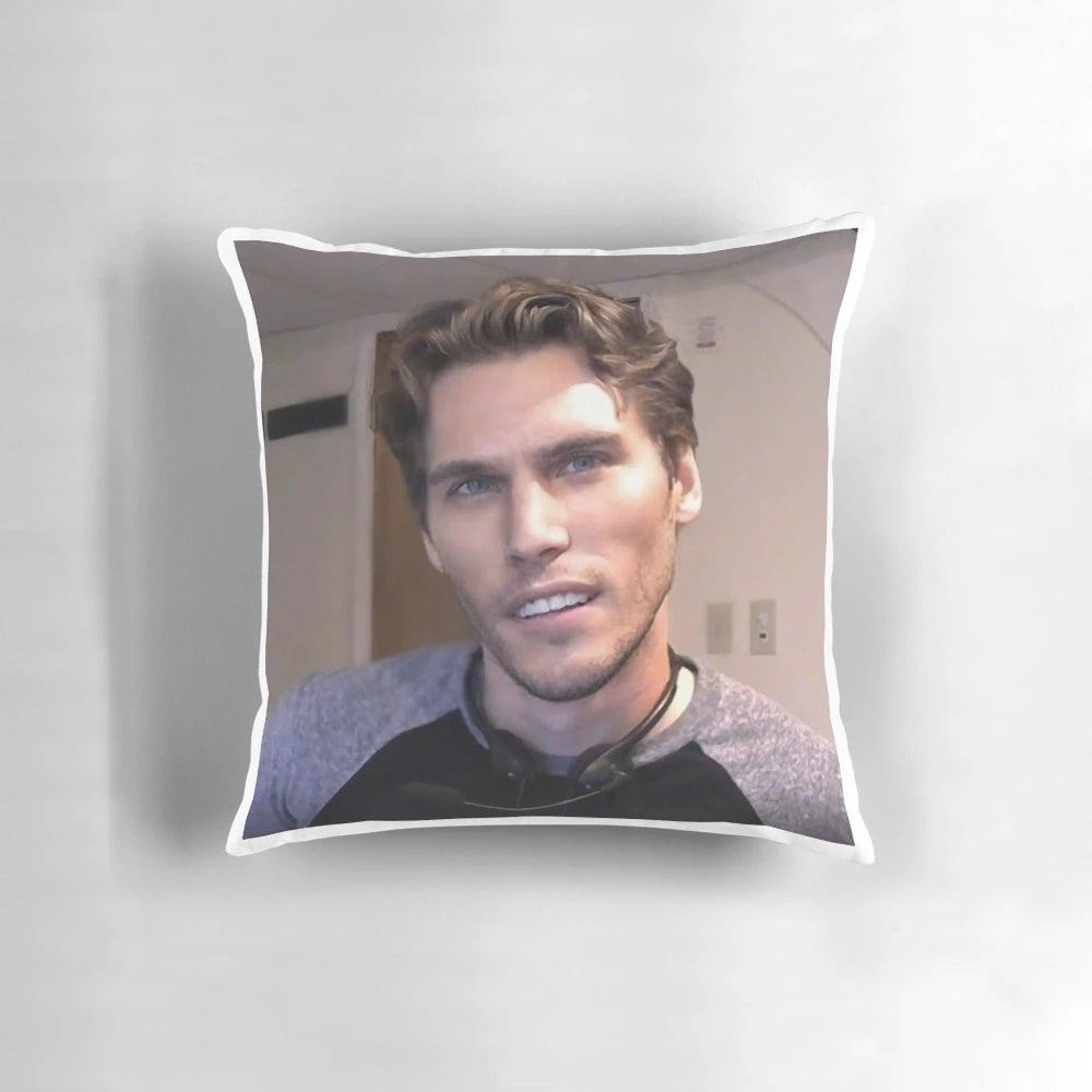 A cozy, high-quality pillow featuring the handsome face of internet personality Jerma.
