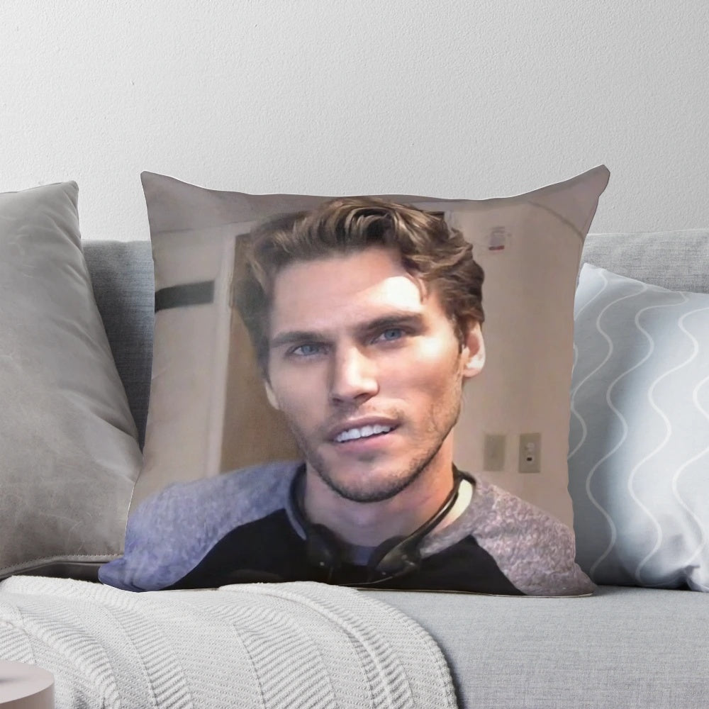 A cozy, high-quality pillow featuring the handsome face of internet personality Jerma.