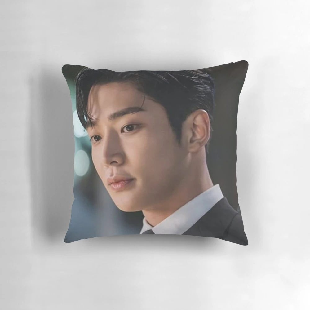Pillow featuring the image of popular Korean actor Rowoon, known for his roles in Korean dramas and movies.