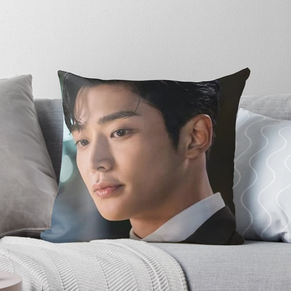 Pillow featuring the image of popular Korean actor Rowoon, known for his roles in Korean dramas and movies.