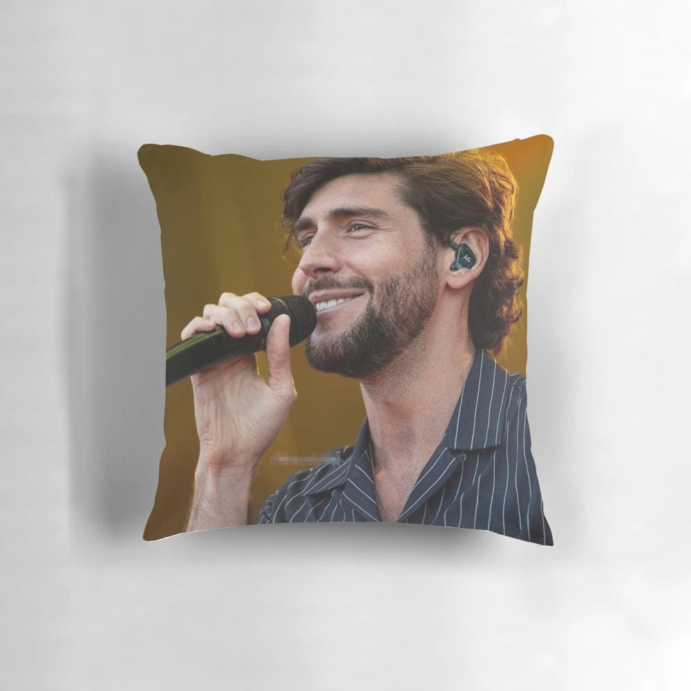 Alvaro Soler, a handsome Spanish singer and musician, featured on a stylish pillow
