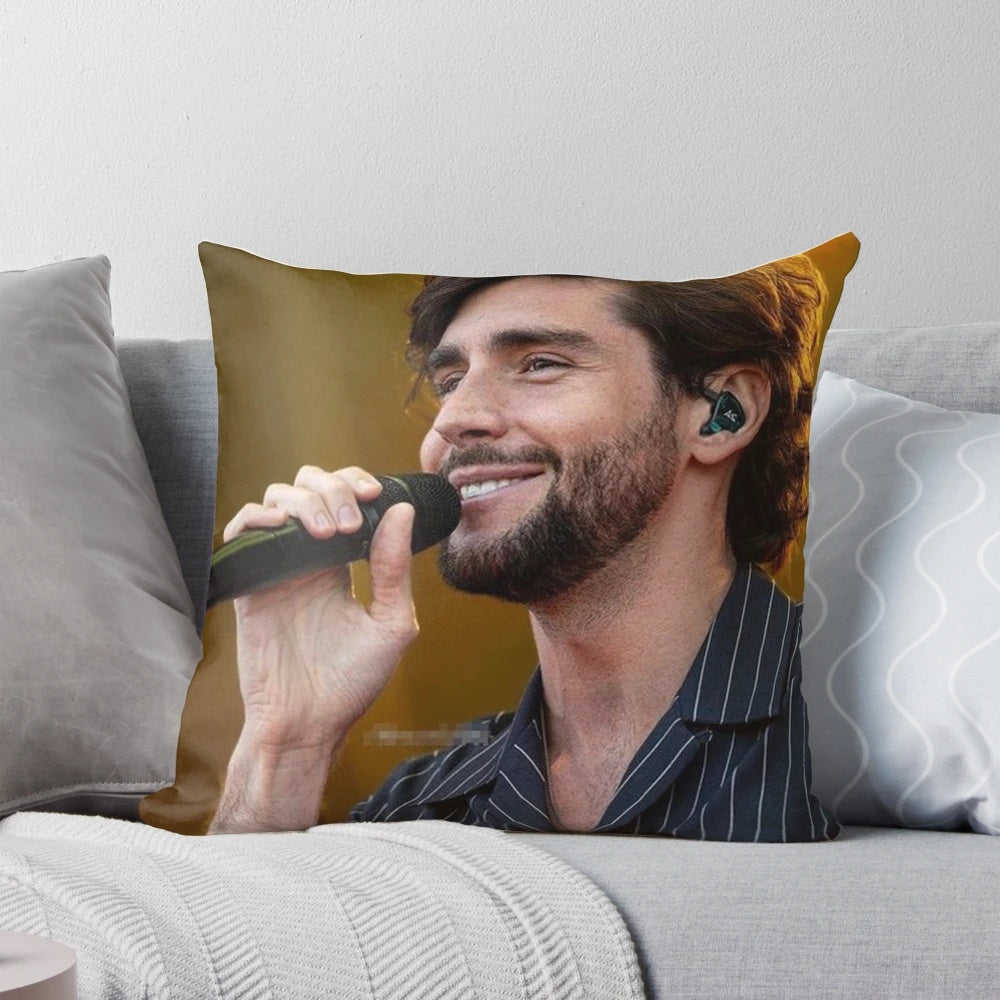 Alvaro Soler, a handsome Spanish singer and musician, featured on a stylish pillow