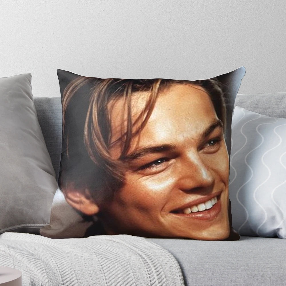 Soft, plush pillow featuring a young, handsome Leonardo DiCaprio - the ultimate celebrity heartthrob.