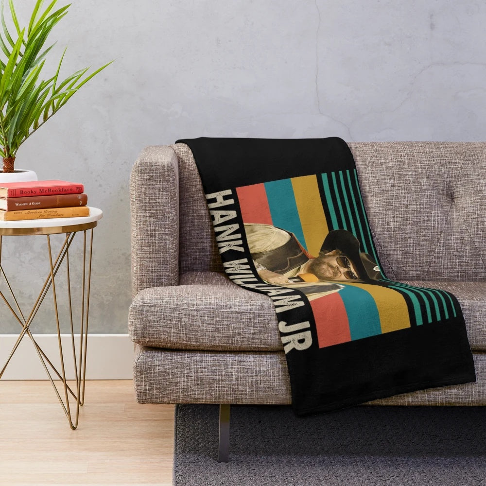 Hank Williams Jr inspired plush blanket featuring graphic design