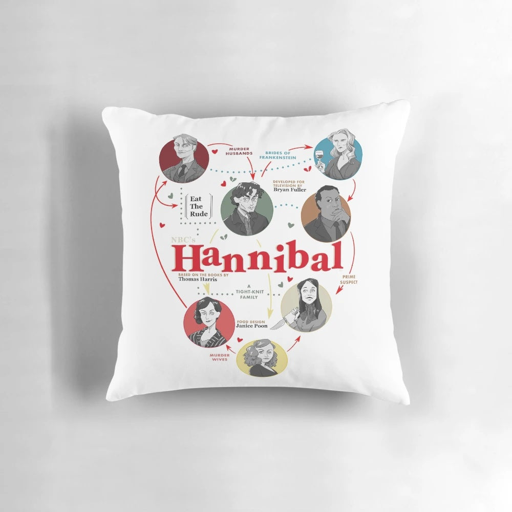Hannibal Falsettos mashup pillow featuring a redesign of the popular Broadway musicals.