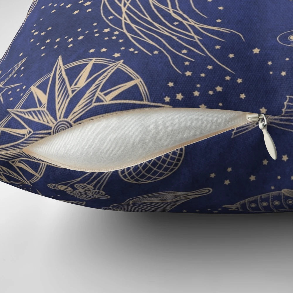 A hardcase pillow featuring a surreal illustration of a blue whale swimming through the sky, with ships and the ocean in the background.