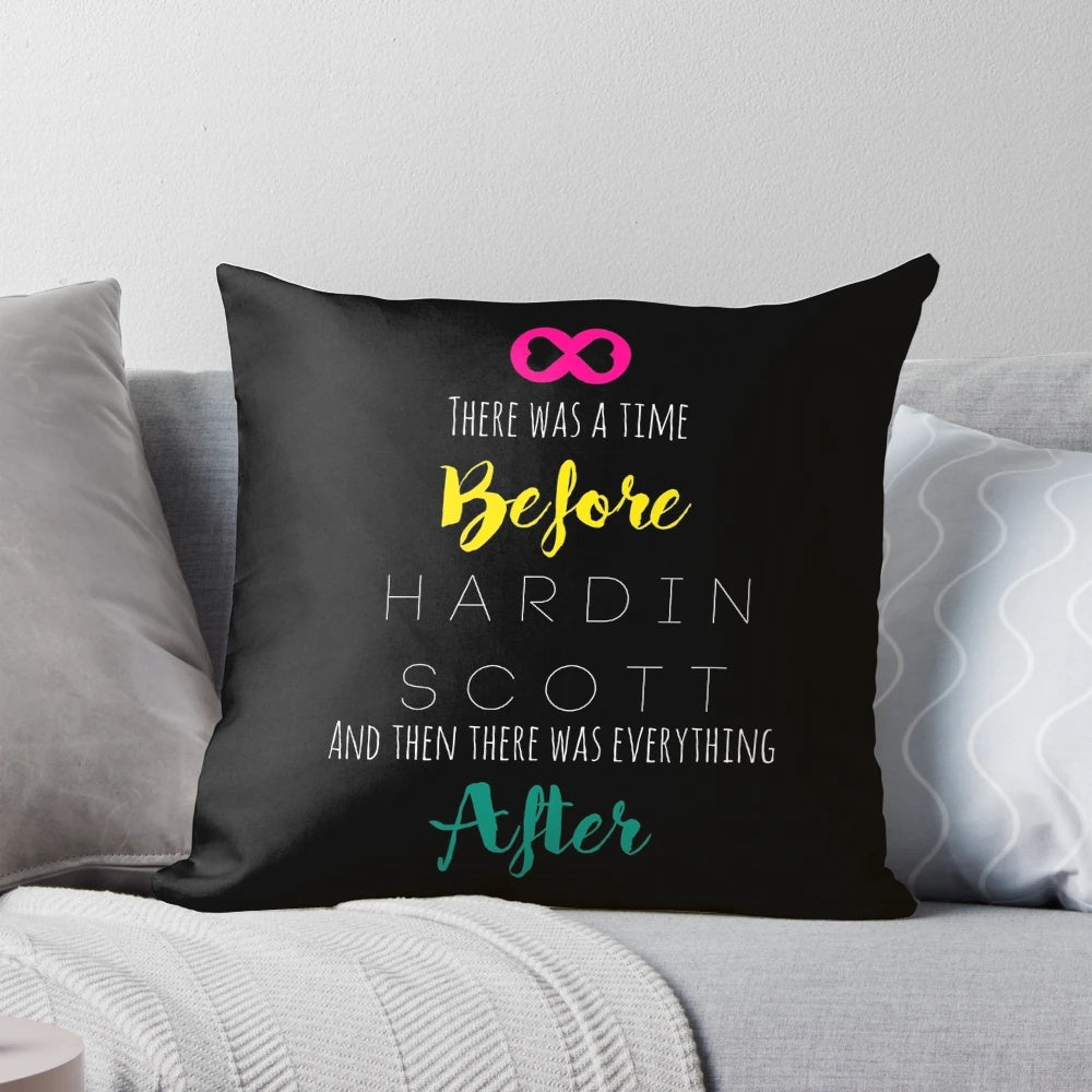Colorful rainbow-themed pillow with Hardin Scott quote from the "After" movie and book series