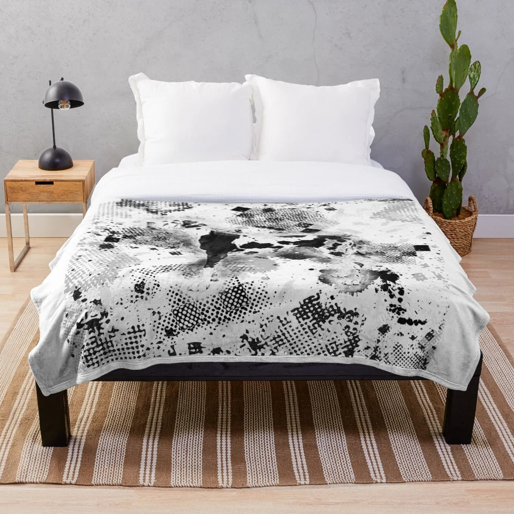 Harlequin Great Dane plush blanket featuring a giant dog breed artwork