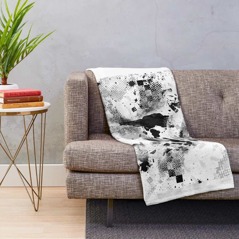 Harlequin Great Dane plush blanket featuring a giant dog breed artwork