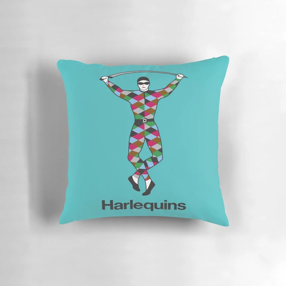 Harlequins Rugby Pillow - Plush, high-quality pillow featuring the iconic Harlequins rugby team logo and colors