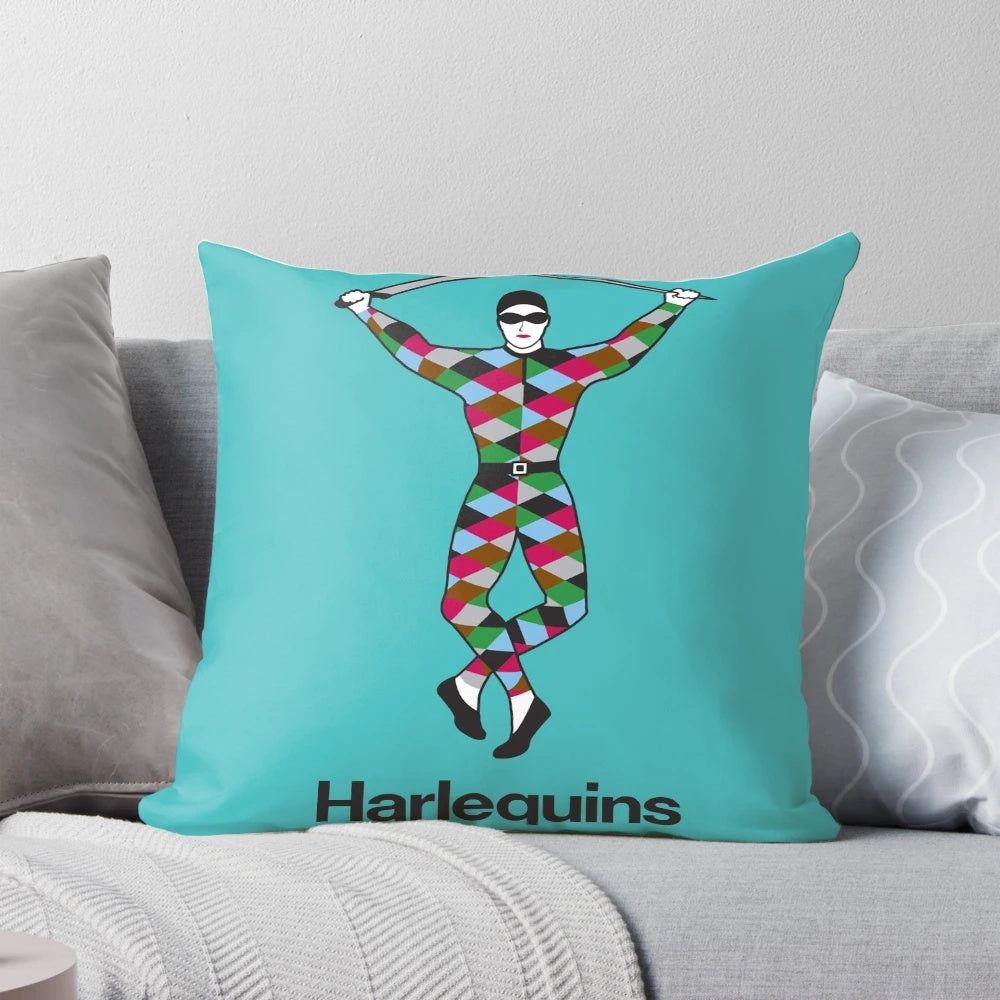 Harlequins Rugby Pillow - Plush, high-quality pillow featuring the iconic Harlequins rugby team logo and colors