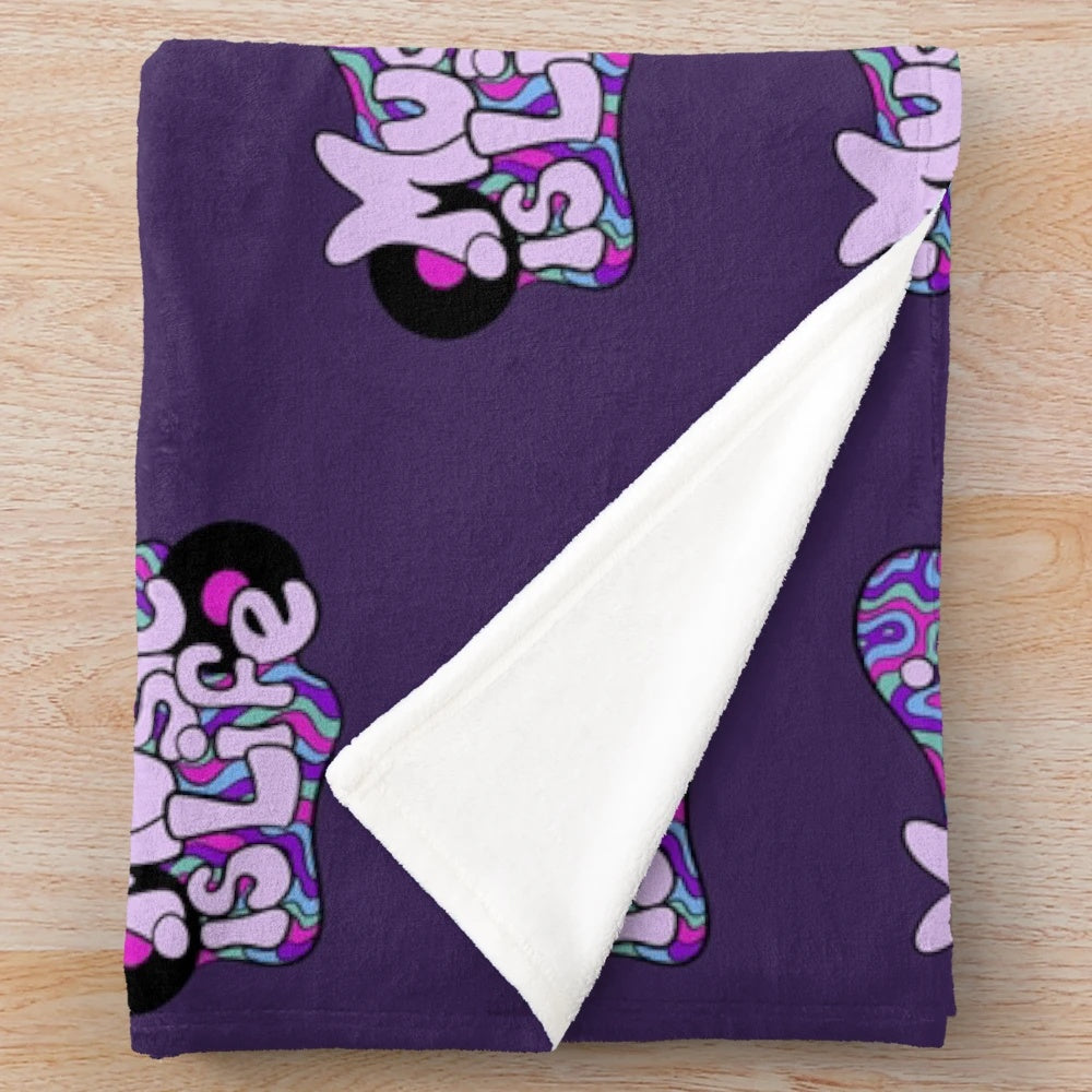 Music lover plush blanket featuring a trippy vinyl record design