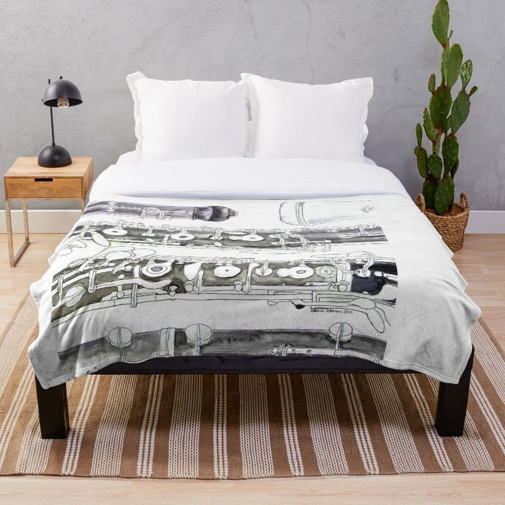 Cozy oboe plush blanket with a music-inspired design