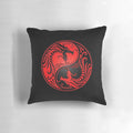 Yin Yang Dragon Pillow in Red and Black for Serene Bedroom Decor