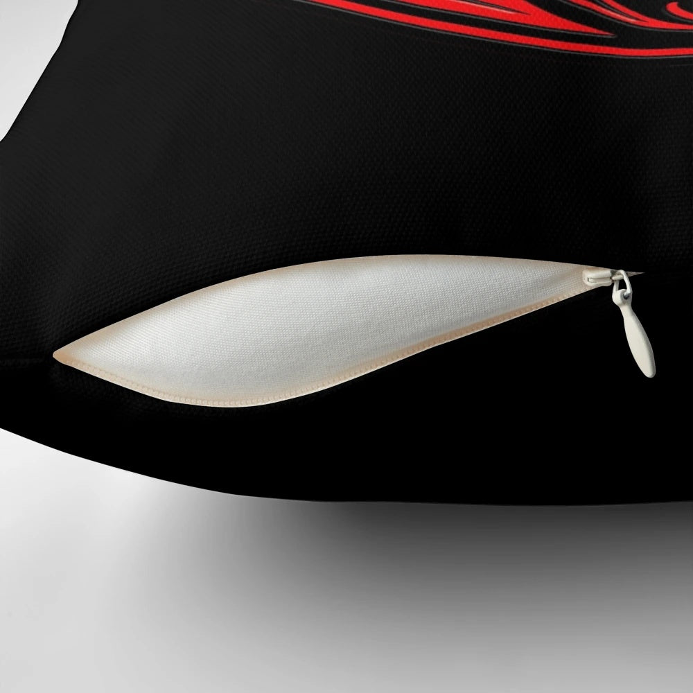 Yin Yang Dragon Pillow in Red and Black for Serene Bedroom Decor