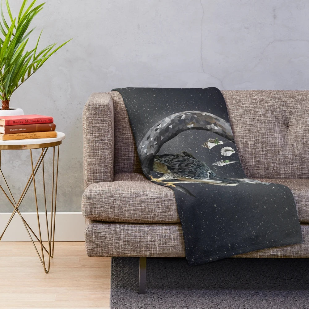 Harpy eagle plush blanket with a nocturnal wildlife design