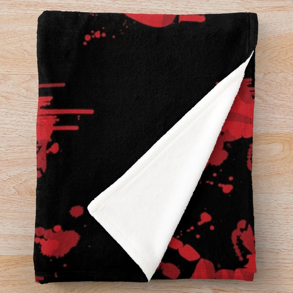 Bloody handprints plush blanket with a scary, horror-inspired design