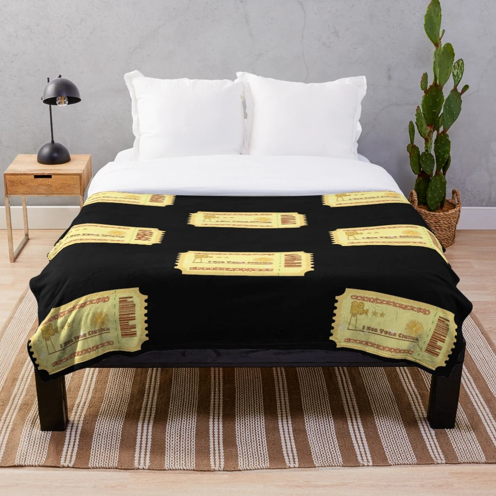 Harry Styles-inspired plush blanket featuring cinema-themed design