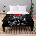 Nissan Skyline R34 GTR inspired plush blanket featuring Haruna anime character