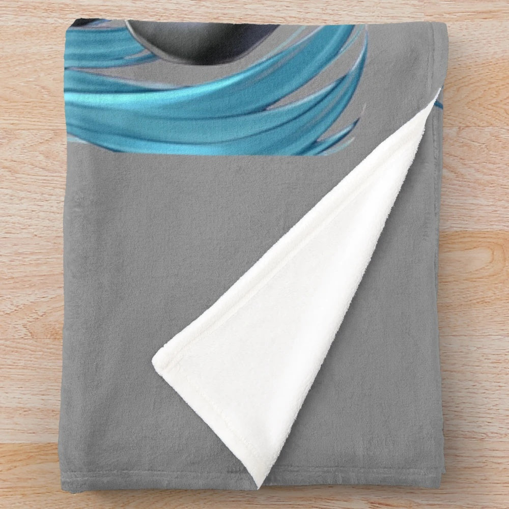 Hatsune Miku-inspired plush blanket featuring the popular anime character