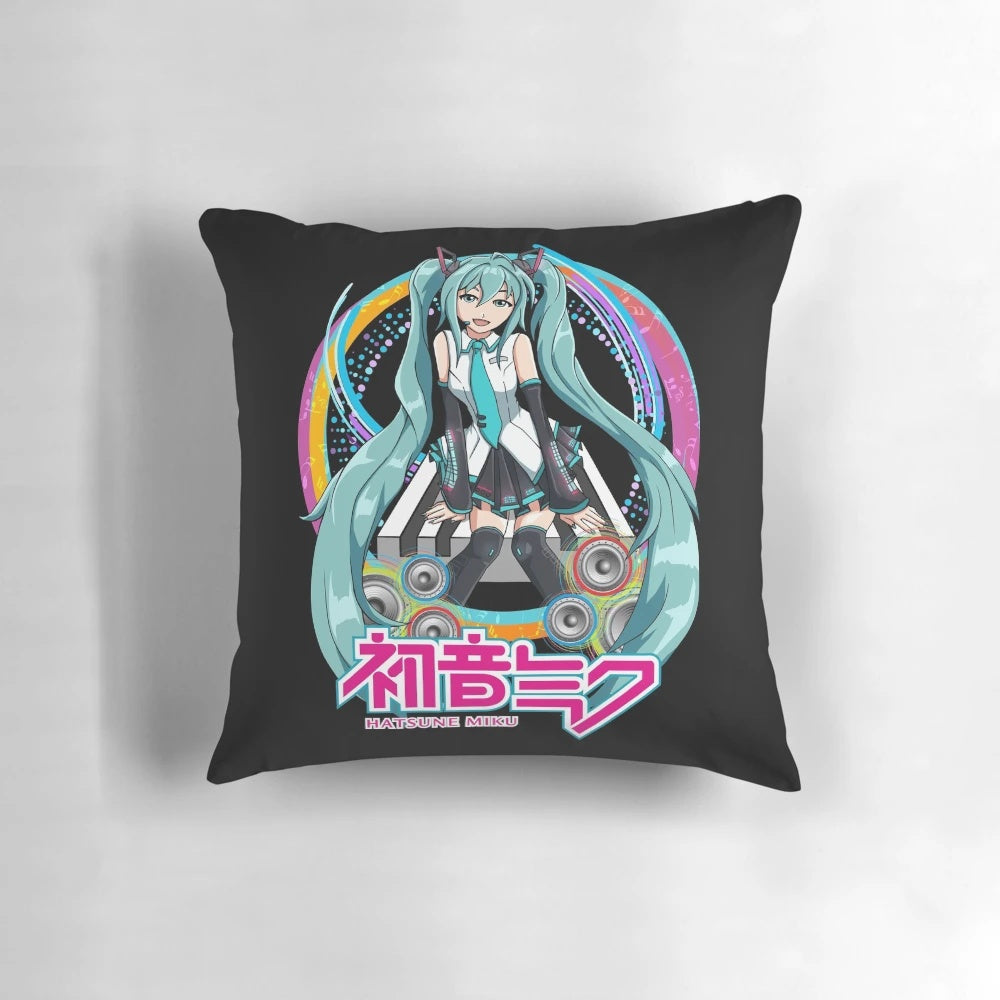 Soft plush Hatsune Miku vocaloid anime pillow with colorful design