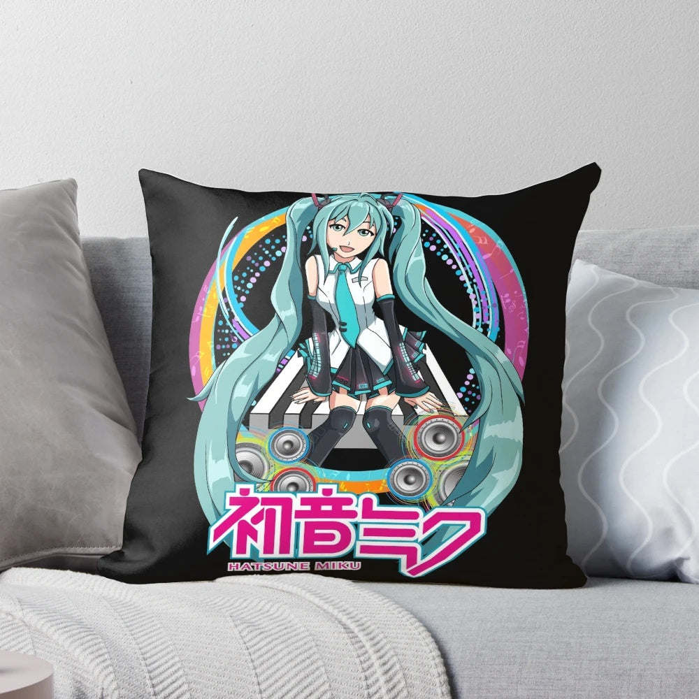 Soft plush Hatsune Miku vocaloid anime pillow with colorful design