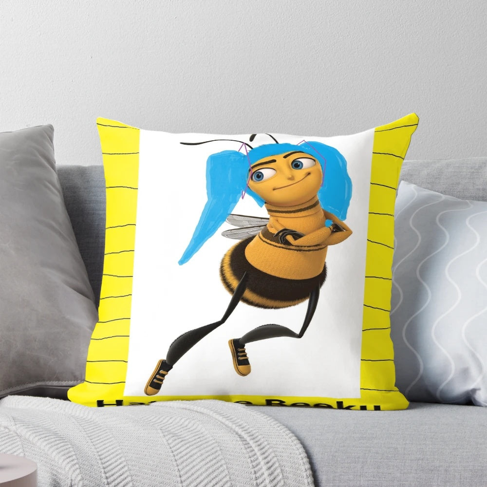 Hatsune Miku Vocaloid anime-style decorative pillow with a playful bee and meme design