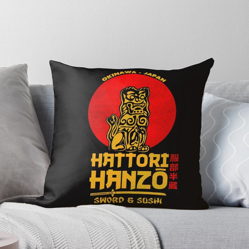 Hattori Hanzo inspired samurai pillow with Japanese warrior design
