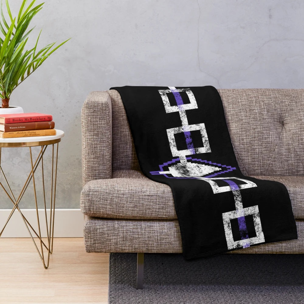 Haudenosaunee inspired plush blanket with Hiawatha belt design