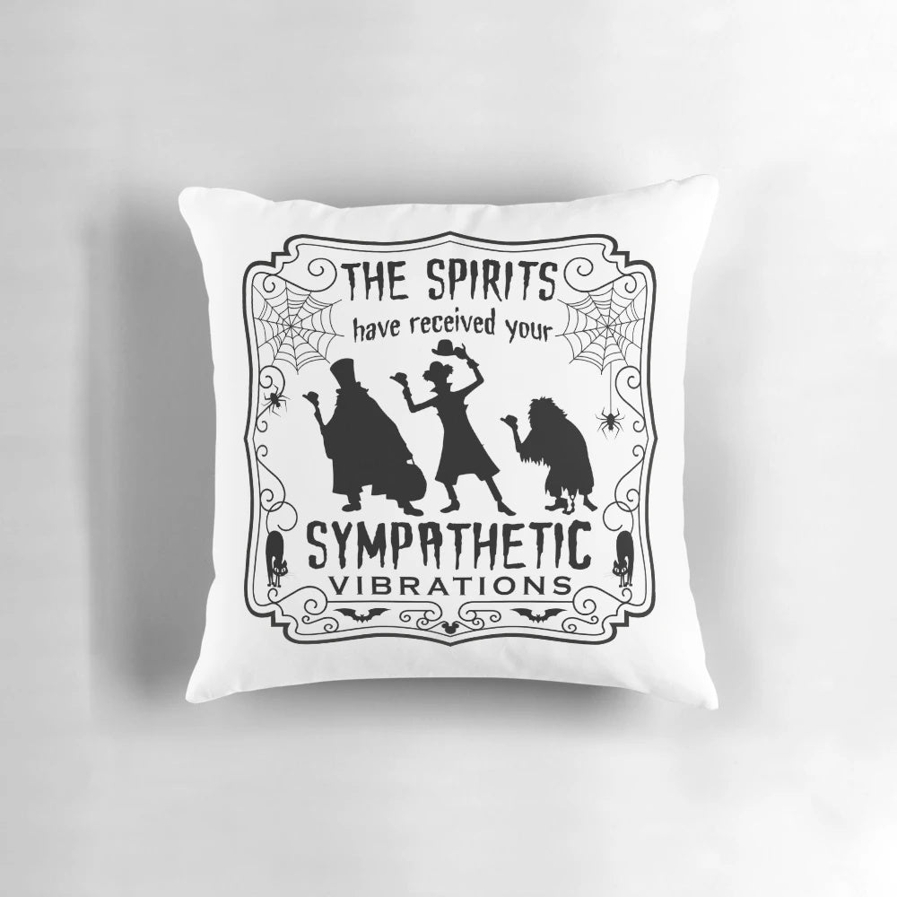 Haunted Mansion themed pillow featuring the iconic hitchhiking ghosts