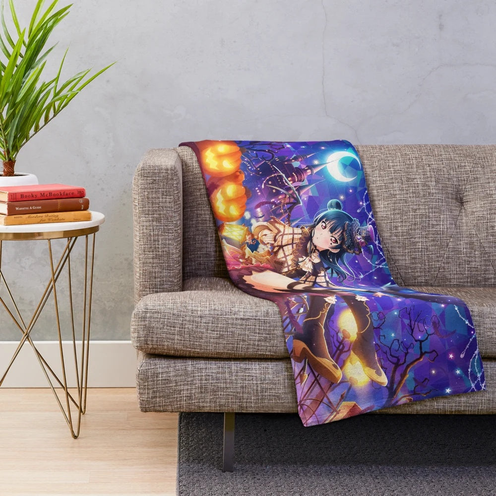 Haunted Princess Anime Plush Blanket featuring Yoshiko Tsushima character from Love Live Sunshine