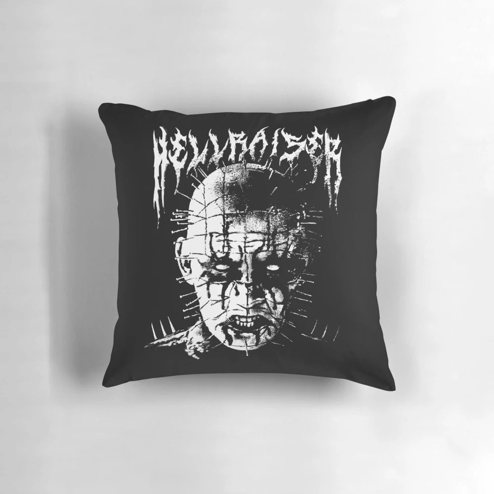Black Metal Pinhead Pillow featuring the iconic Hellraiser Cenobite character