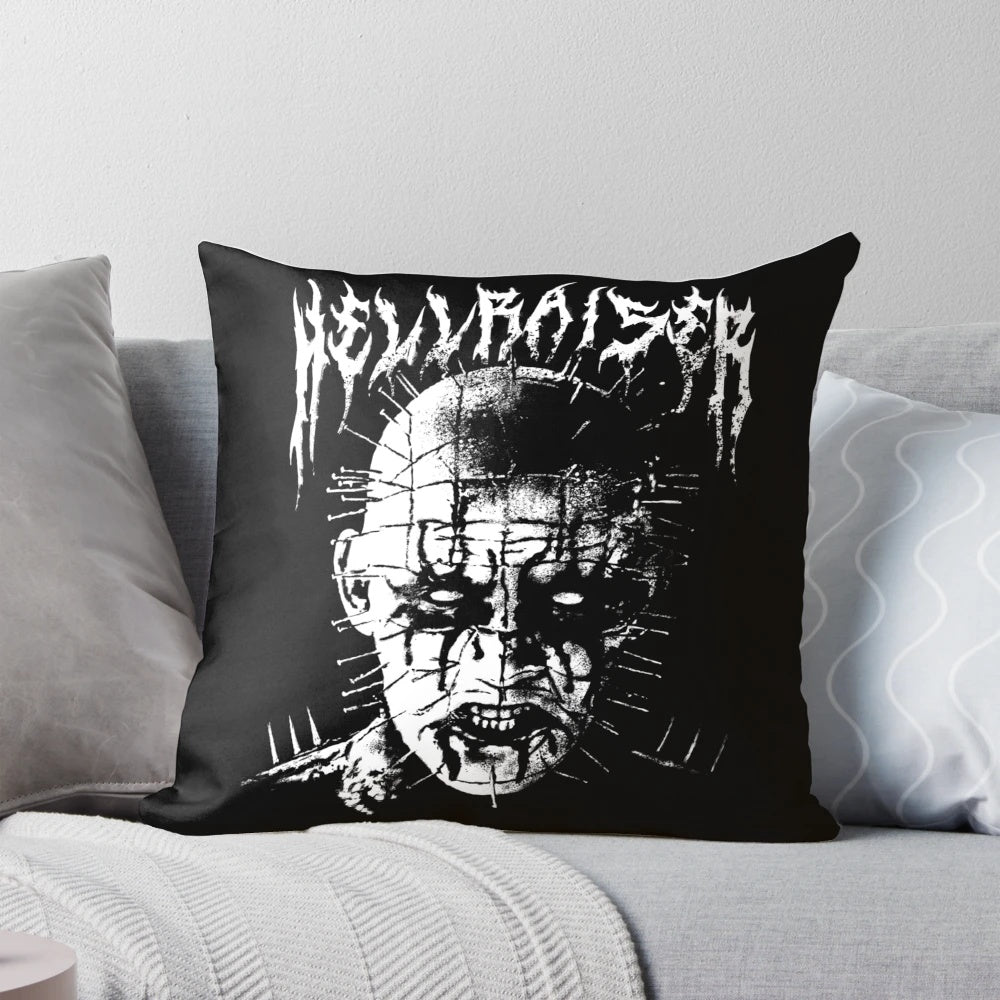 Black Metal Pinhead Pillow featuring the iconic Hellraiser Cenobite character