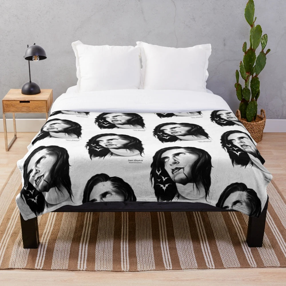 Peter Steele inspired plush blanket with dark gothic and metal design