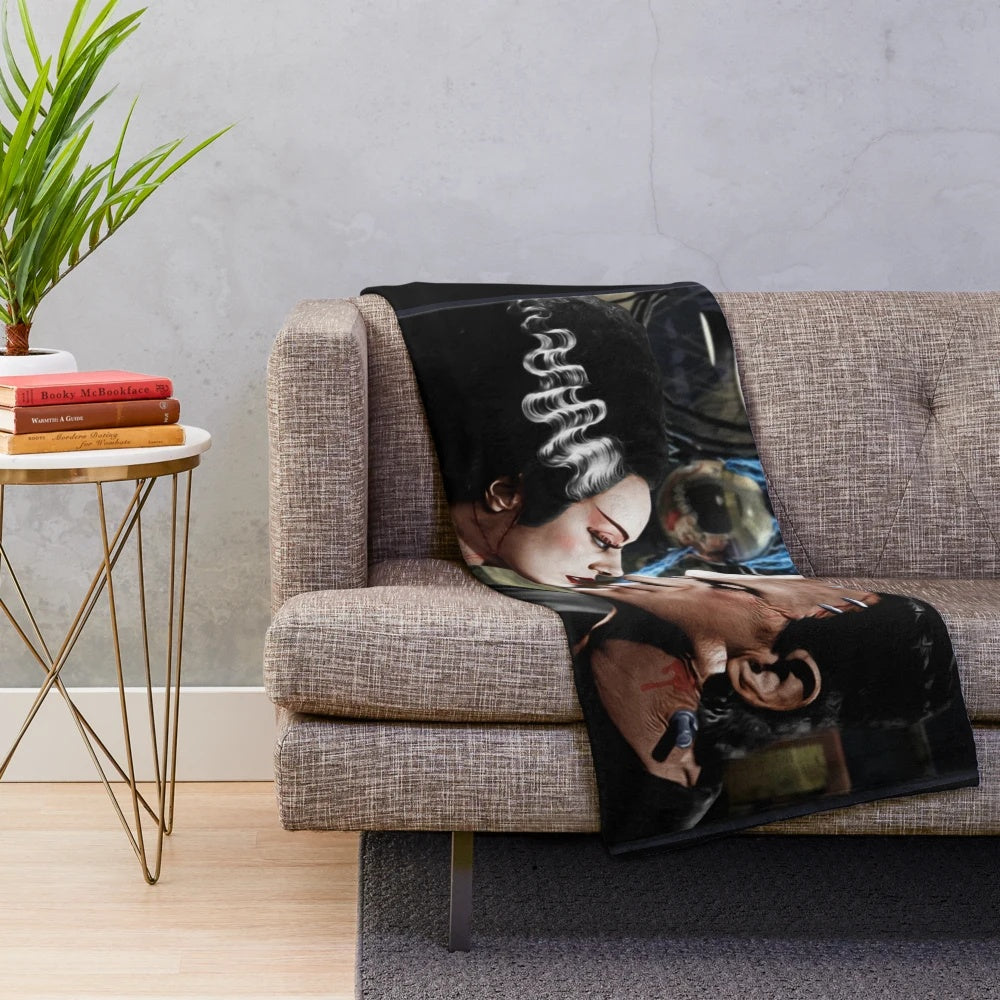 Frankenstein monster and bride plush blanket