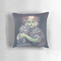 Haunted pillow featuring a spooky yet adorable cat design, perfect for horror and Gothic home decor.