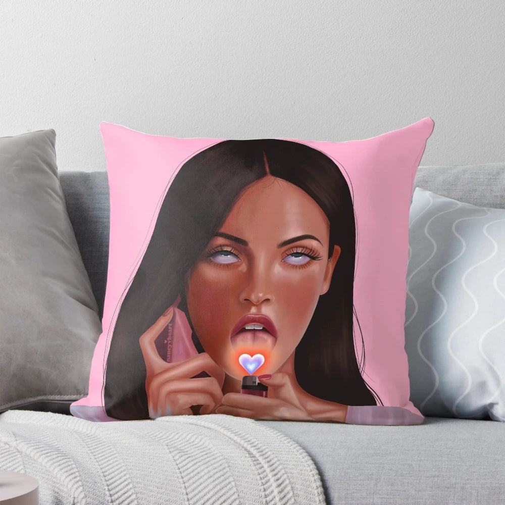 Creepy heart-shaped pillow with a horror movie theme