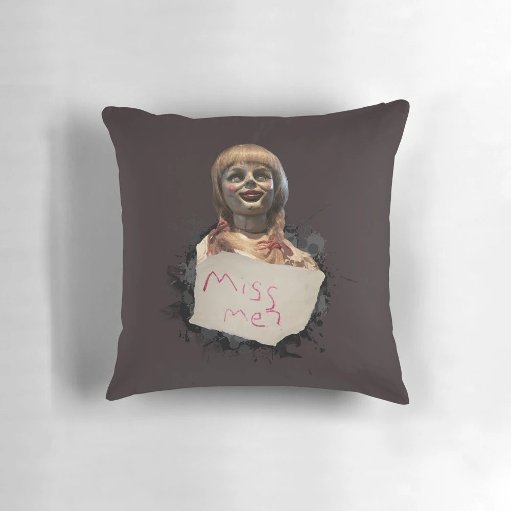 Spooky paranormal investigator themed pillow inspired by horror movies like The Conjuring