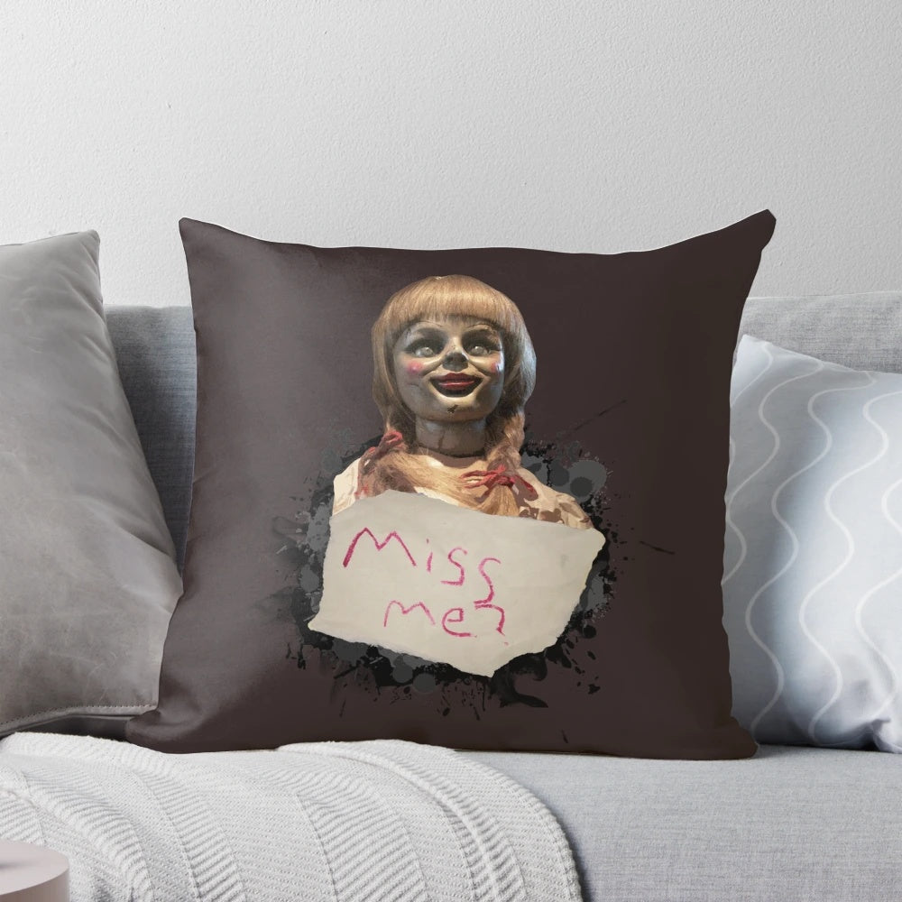 Spooky paranormal investigator themed pillow inspired by horror movies like The Conjuring