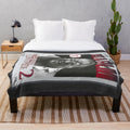 Plush blanket with dark, grungy "Human Centipede" fan art design
