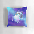 A soft, blue pillow featuring the character Napstablook from the indie game Undertale